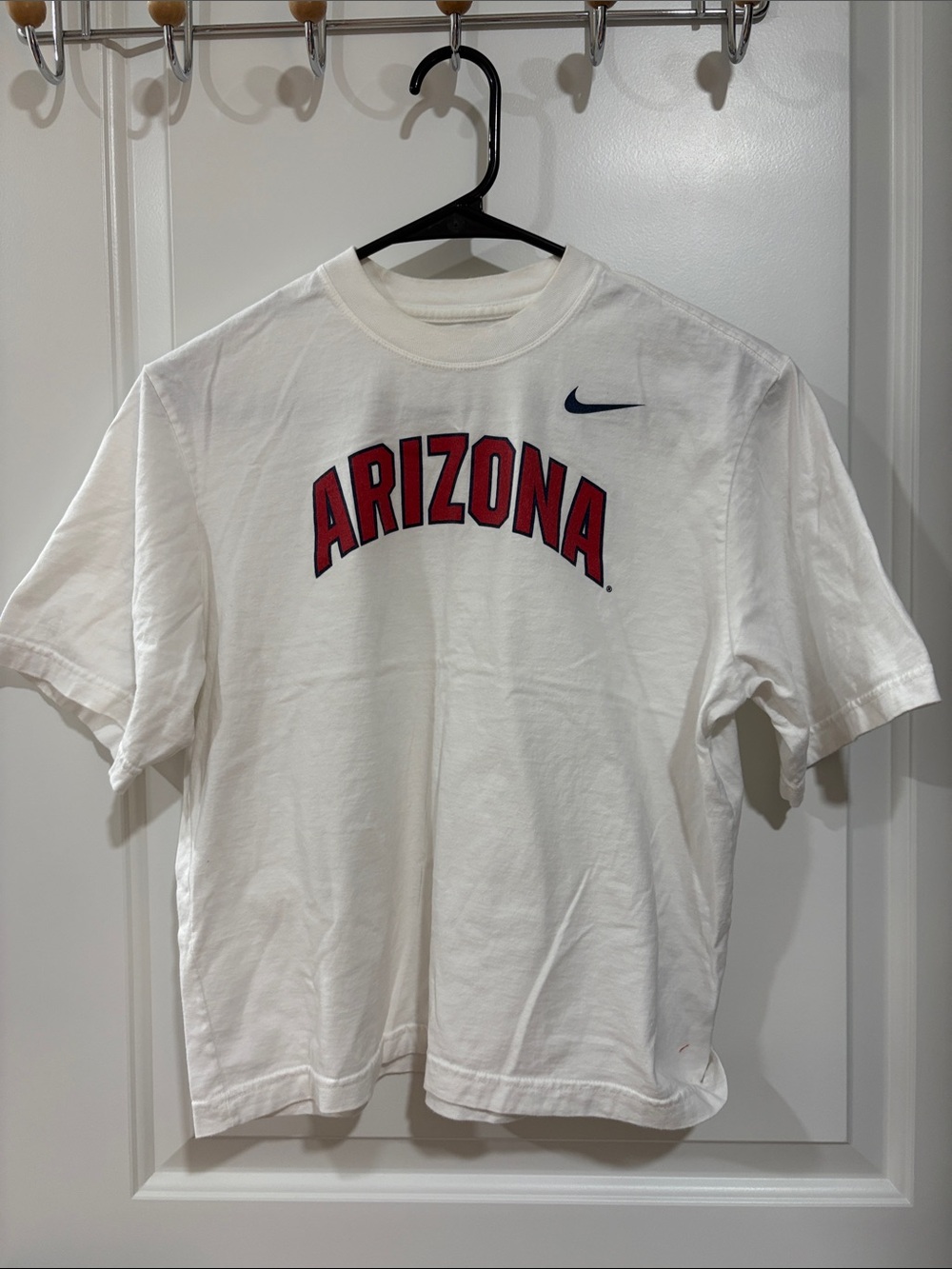 Nike White Women’s' T-Shirt with Red "Arizona" and Navy Swoosh